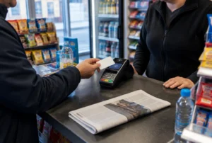 Kartenzahlung eines kleinen Betrags am Kiosk