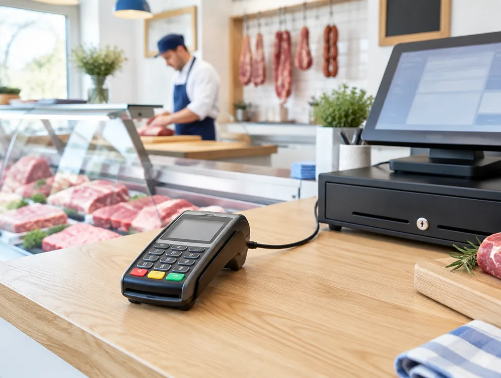 Kartenterminal im Einsatz, Symbolbild zu POS Payment