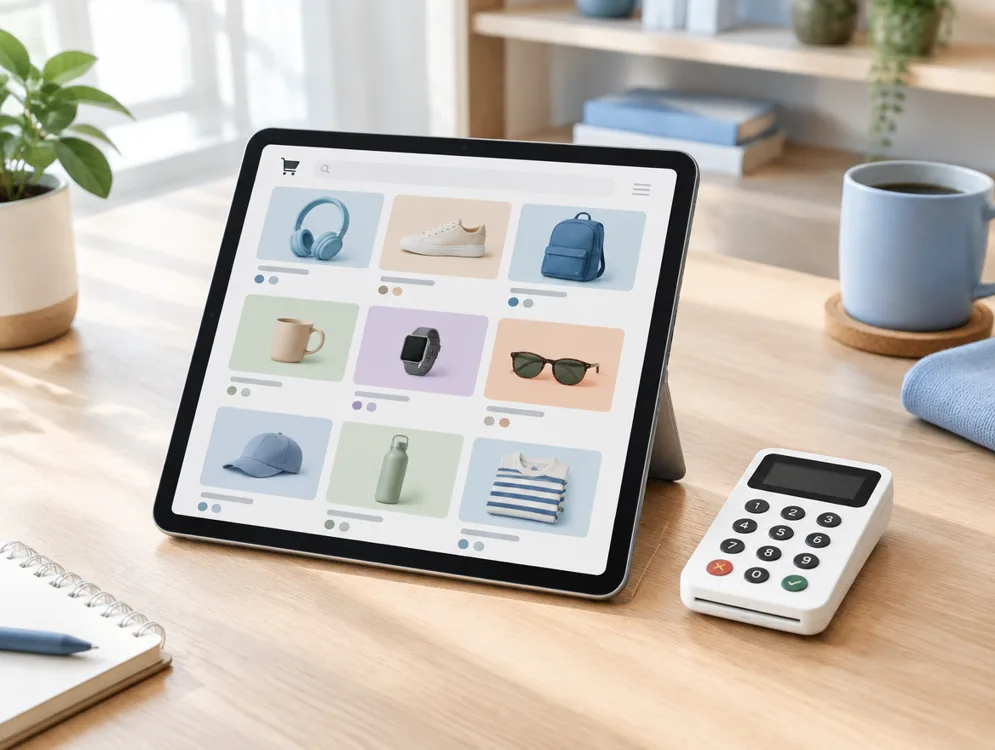 Kartenterminal im Einsatz, Symbolbild zu Shopify Payments